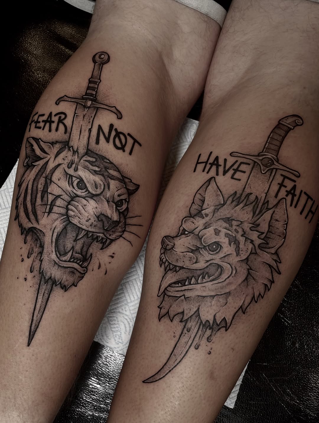 Tattoo by @dog.house.tattoo β black_and_grey, lettering_script