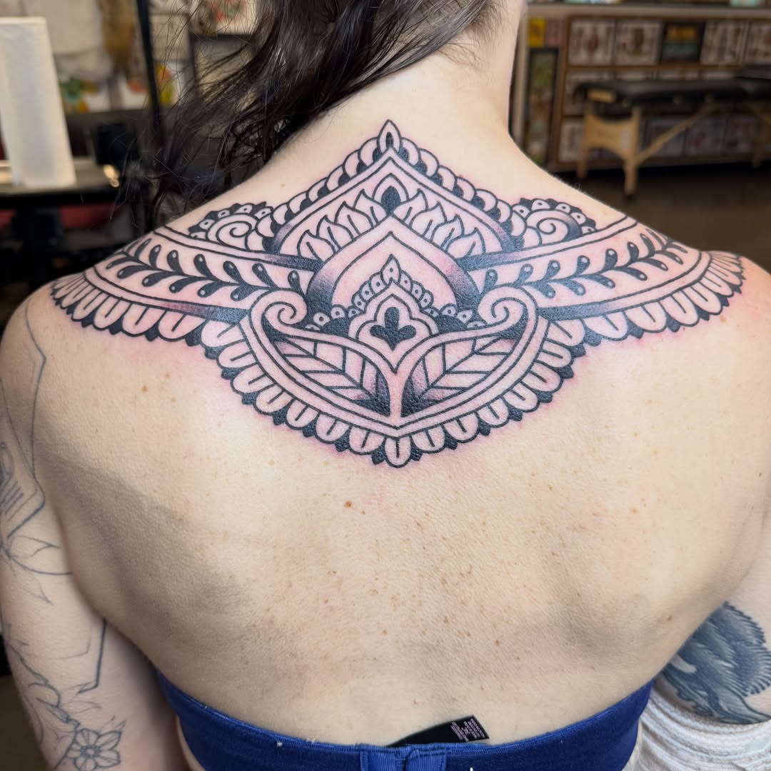 Tattoo by @hellboundhawktattoos โ ornamental, black_and_grey