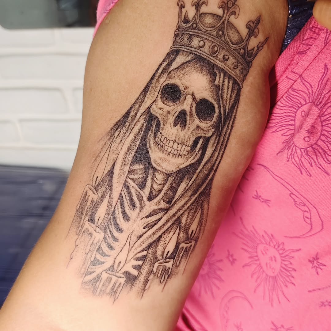Tattoo by @tintafinart — dotwork, black_and_grey