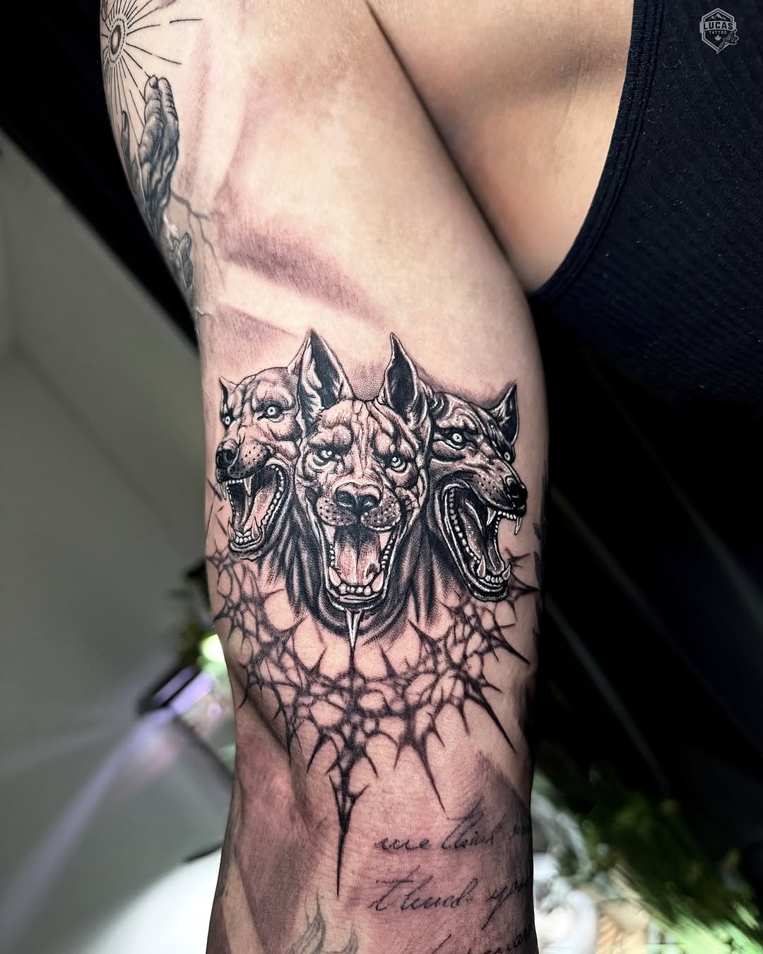 Tattoo by @lucastattoo.ca โ realism, black_and_grey