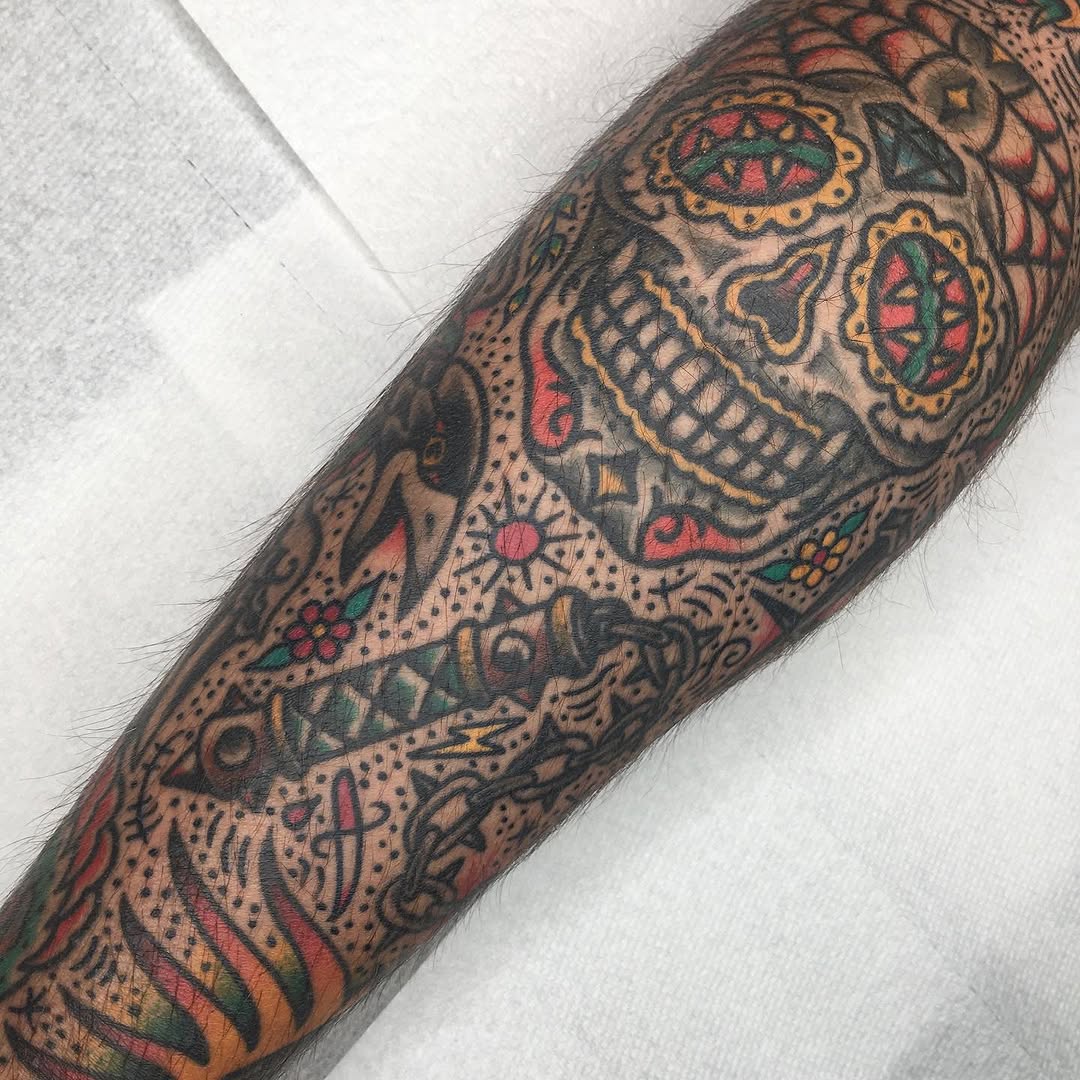 Tattoo by @marcpellantattoo — american_traditional, neo_traditional