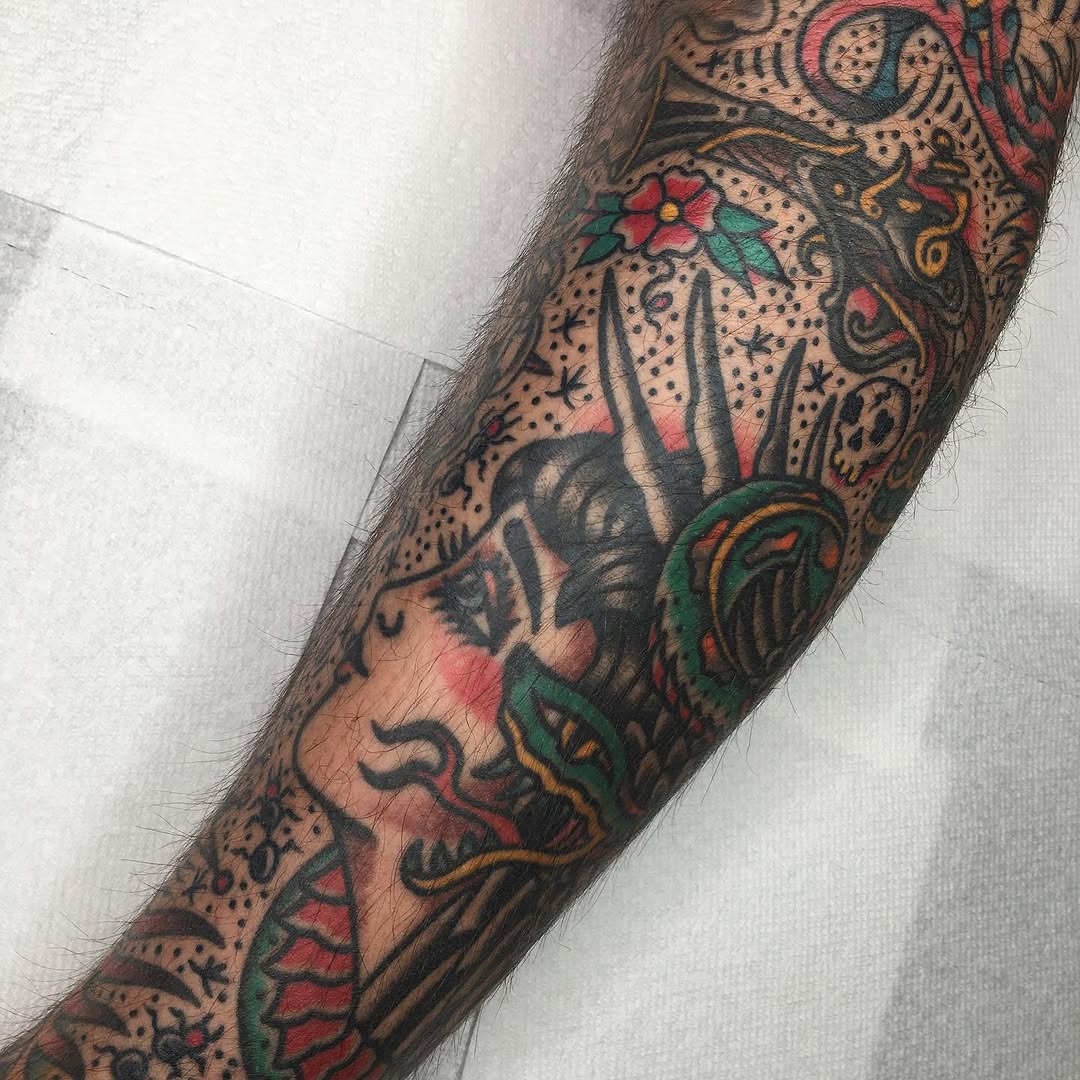 Tattoo by @marcpellantattoo — american_traditional, neo_traditional