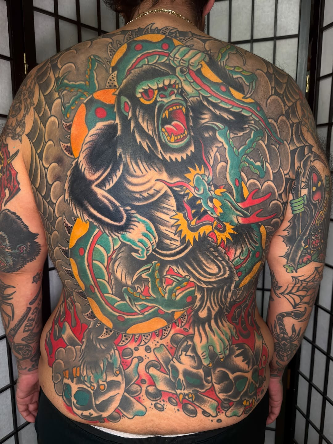 Tattoo by @dminus12 — japanese_irezumi, black_and_grey