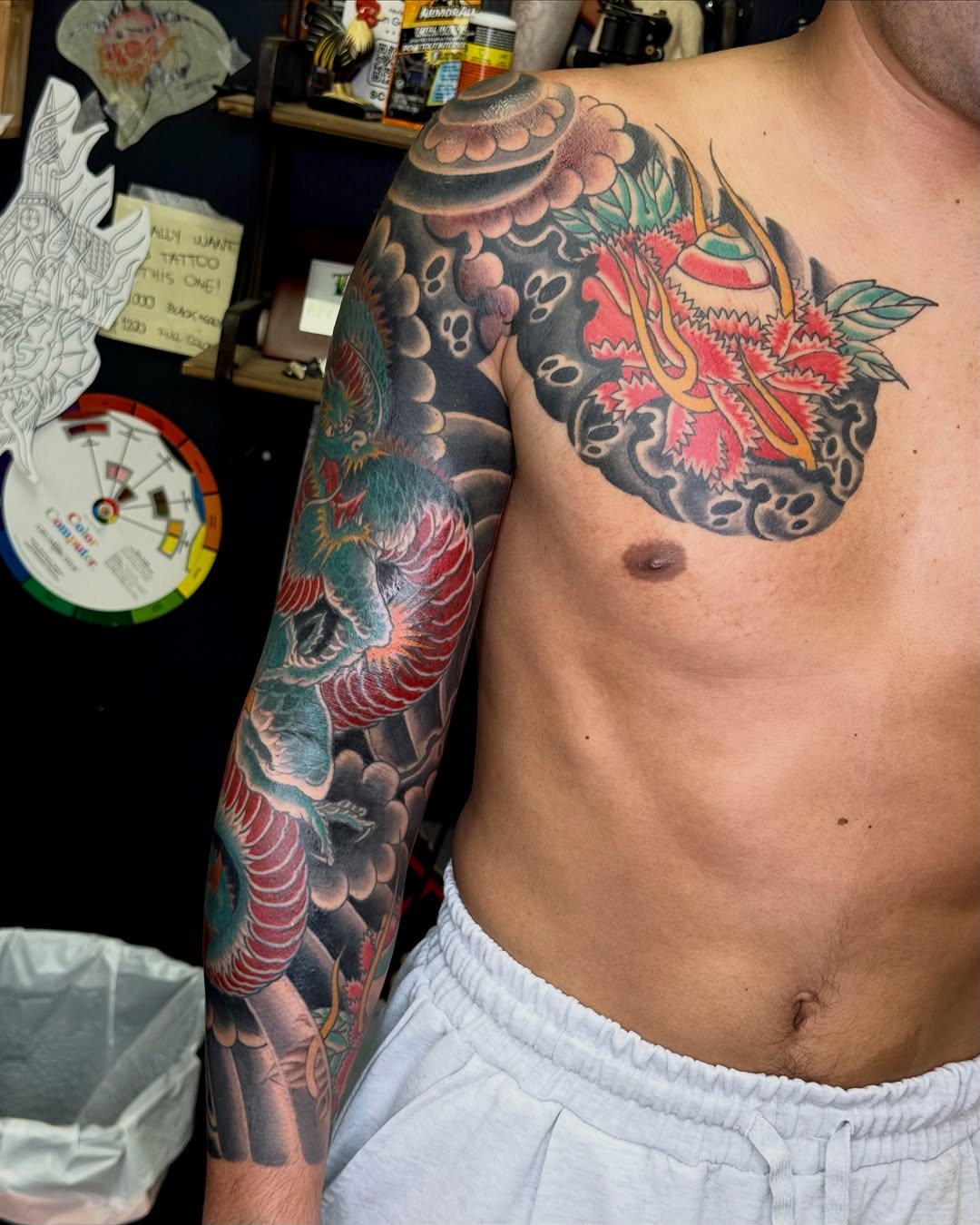 Tattoo by @yuriabreutattoo β japanese_irezumi, black_and_grey