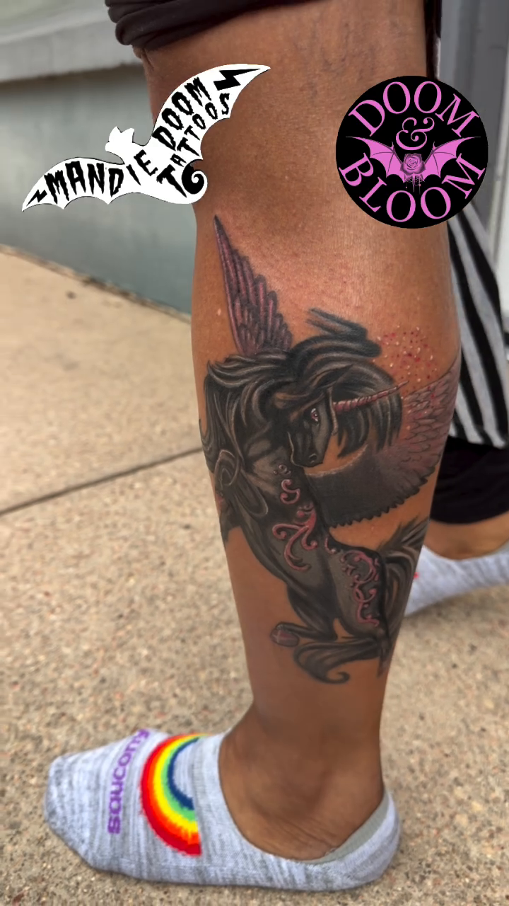 Tattoo by @mandiedoomtattoos — dark_realism, black_and_grey