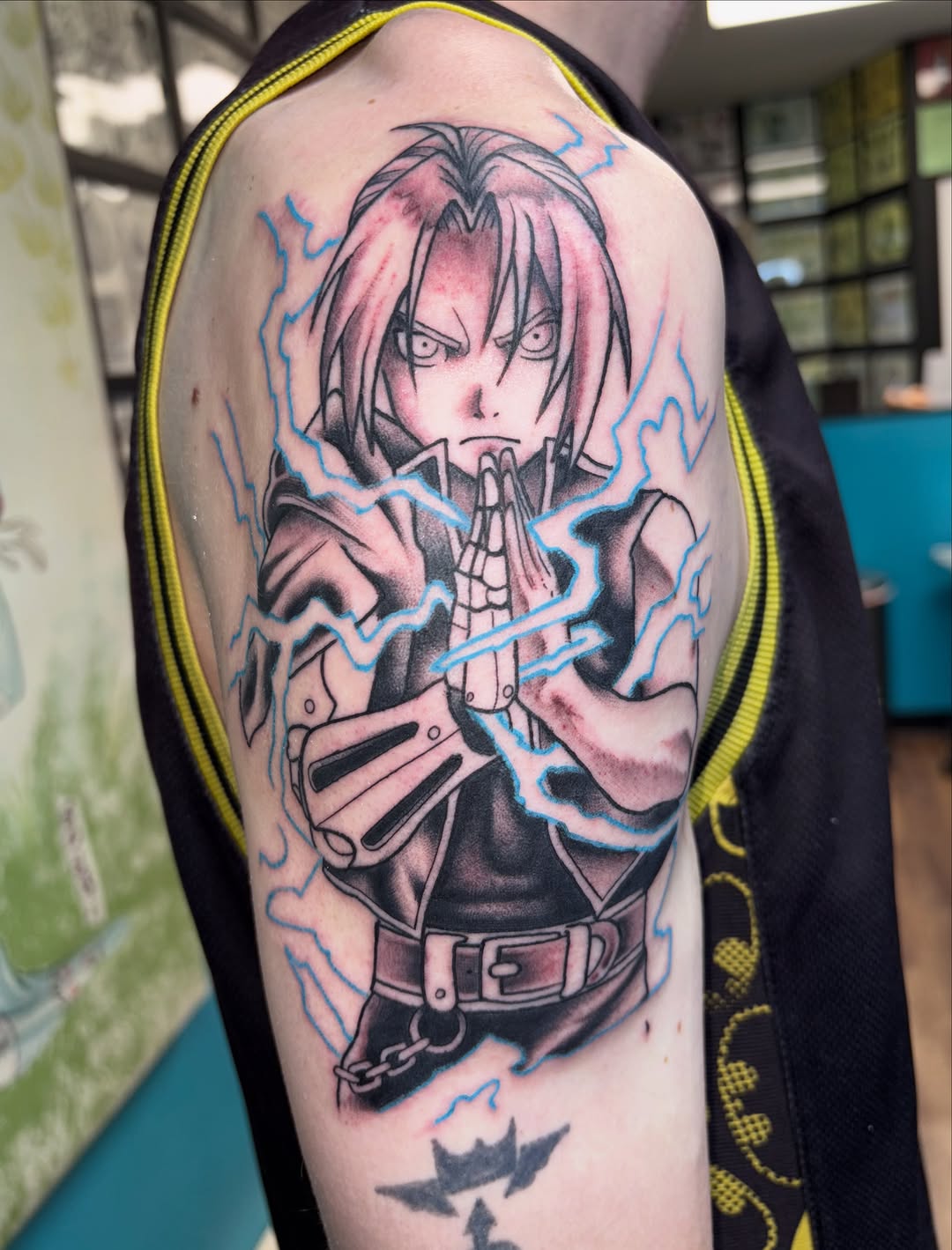 Tattoo by @cooptat2 — anime, black_and_grey