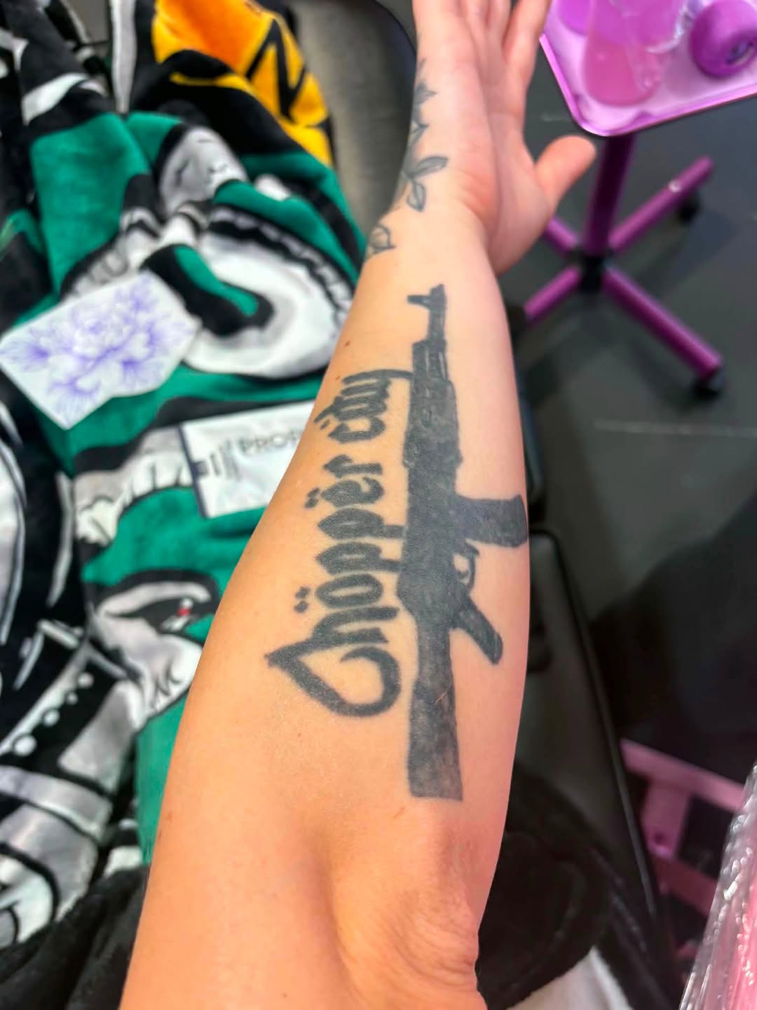 Tattoo by @inked_by_amberkristina — blackwork, lettering_script
