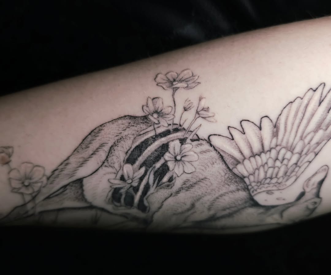 Tattoo by @talia_tattoo_ — realism, black_and_grey