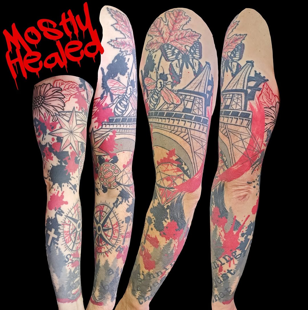 Tattoo by @bree_annatattoos โ trash_polka, black_and_grey