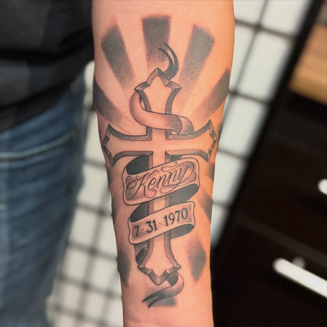 Tattoo by @tattoosbyjuju_ — black_and_grey, lettering_script