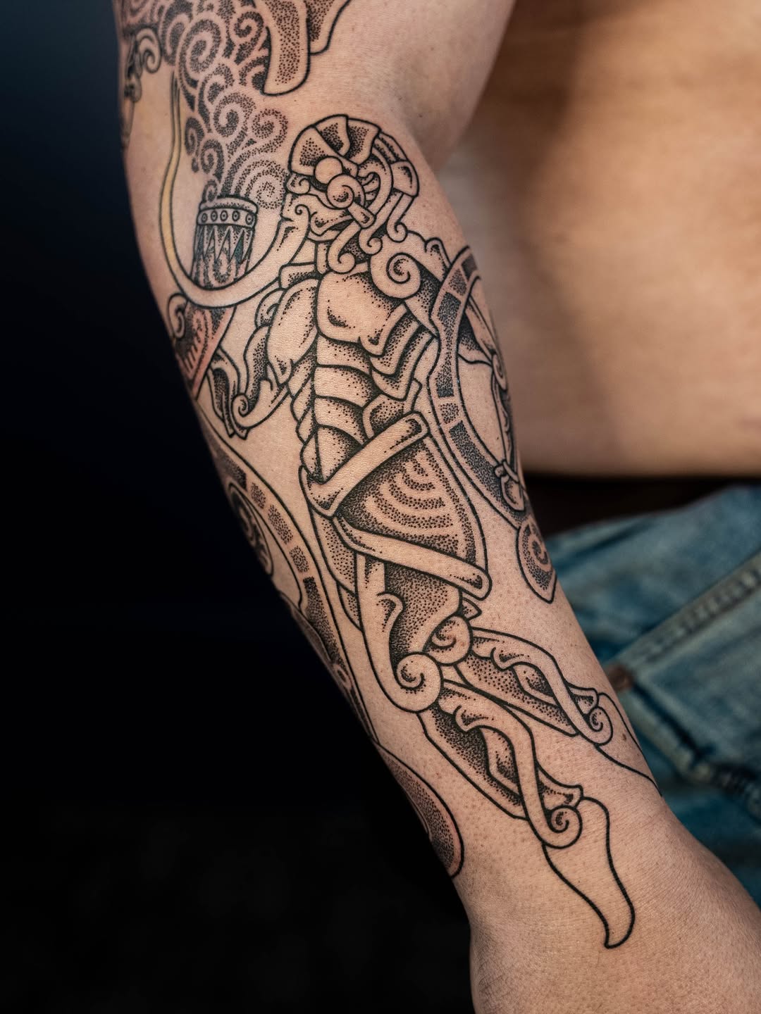 Tattoo by @kintyreink — blackwork, dotwork