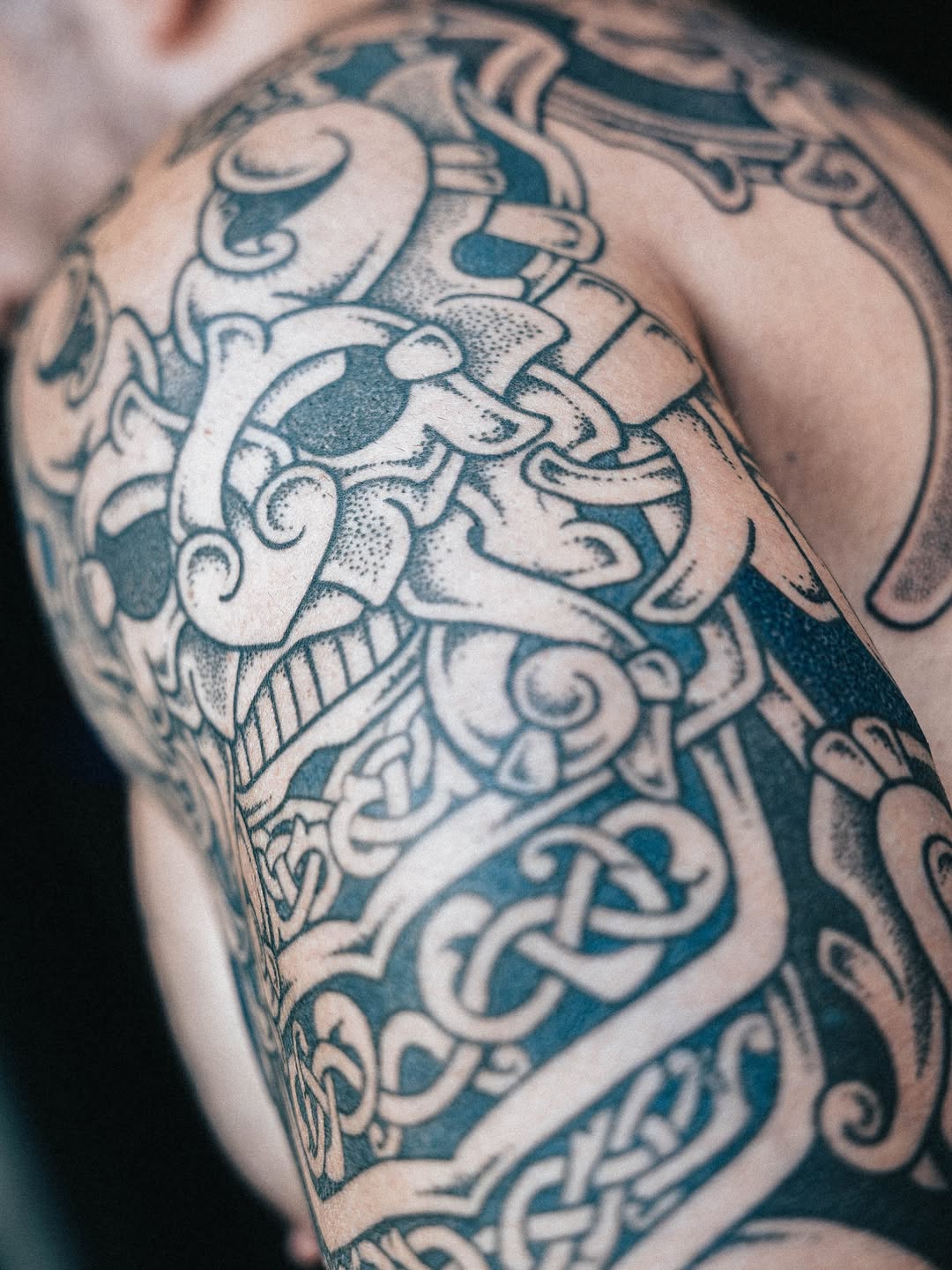 Tattoo by @kintyreink — blackwork, dotwork