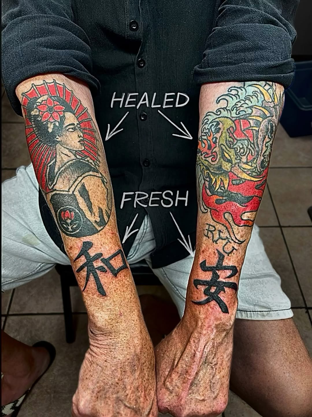 Tattoo by @olaf.tattoos — japanese_irezumi, lettering_script