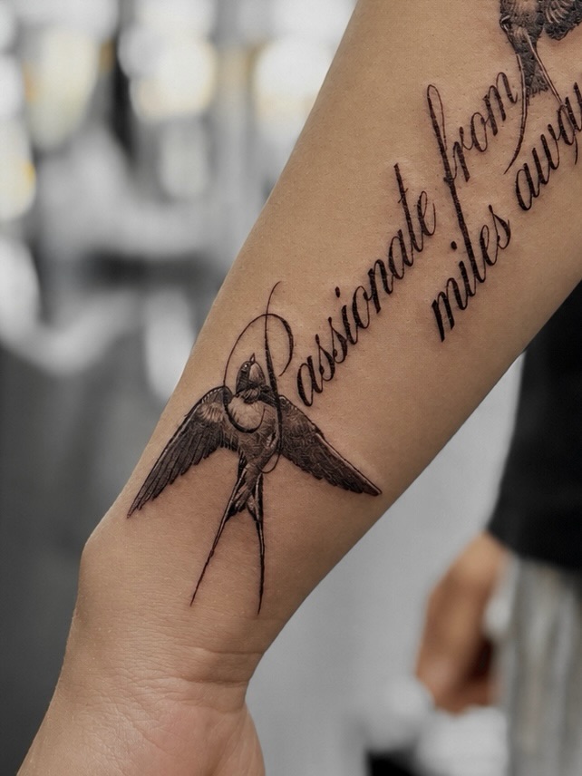 Tattoo by @dcvern_ink โ fine_line, lettering_script