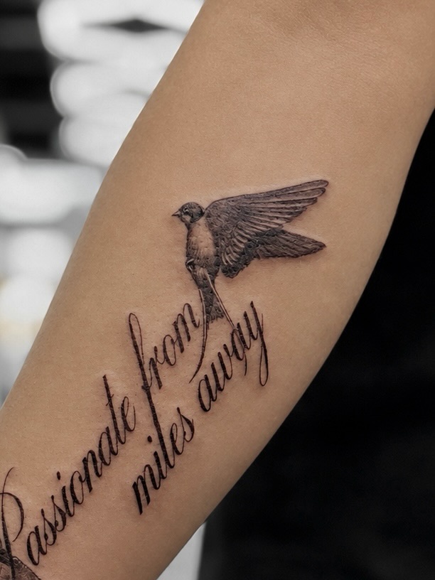 Tattoo by @dcvern_ink โ fine_line, lettering_script