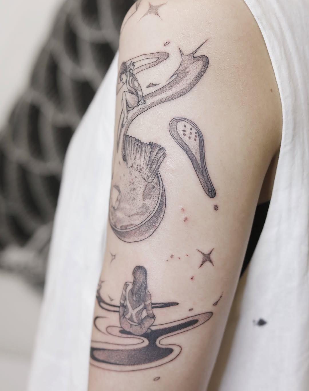 Tattoo by @liningtattoo — illustrative, black_and_grey
