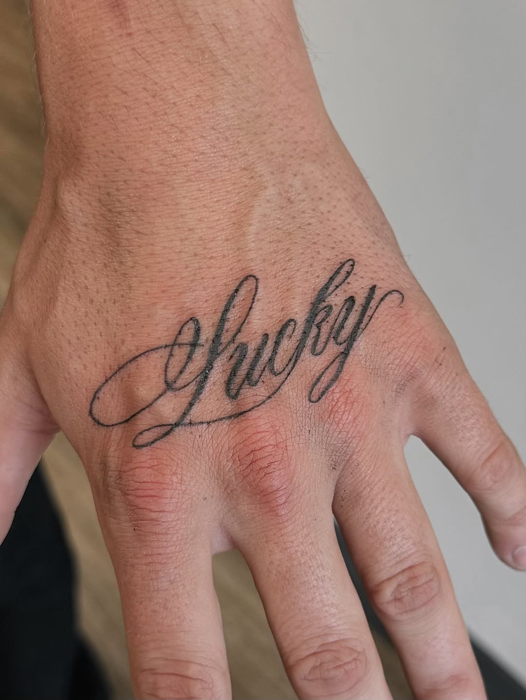 Tattoo by @shroomgrrrl — lettering_script, fine_line