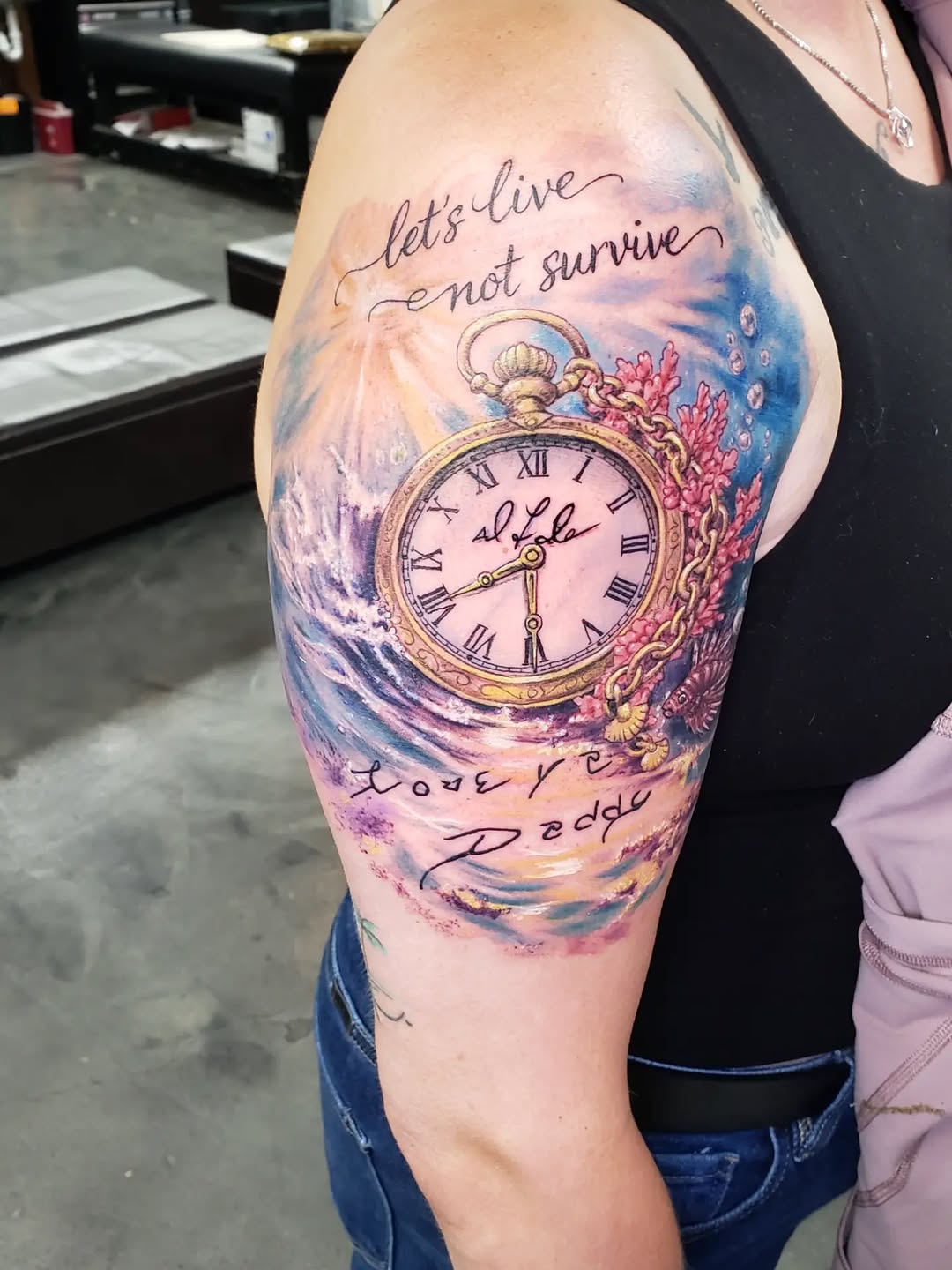 Tattoo by @tnchriswhitney — realism, lettering_script