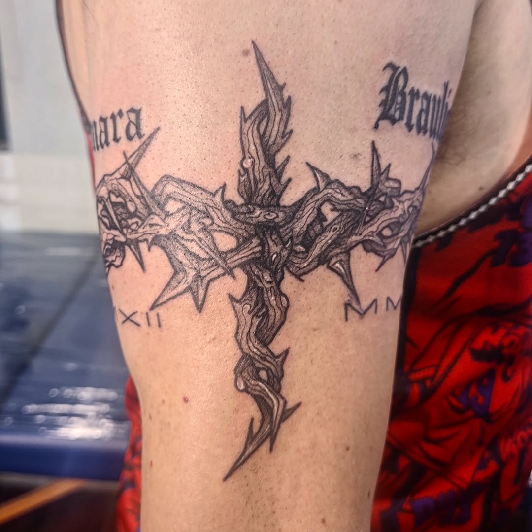 Tattoo by @tintafinart — black_and_grey, dark_realism