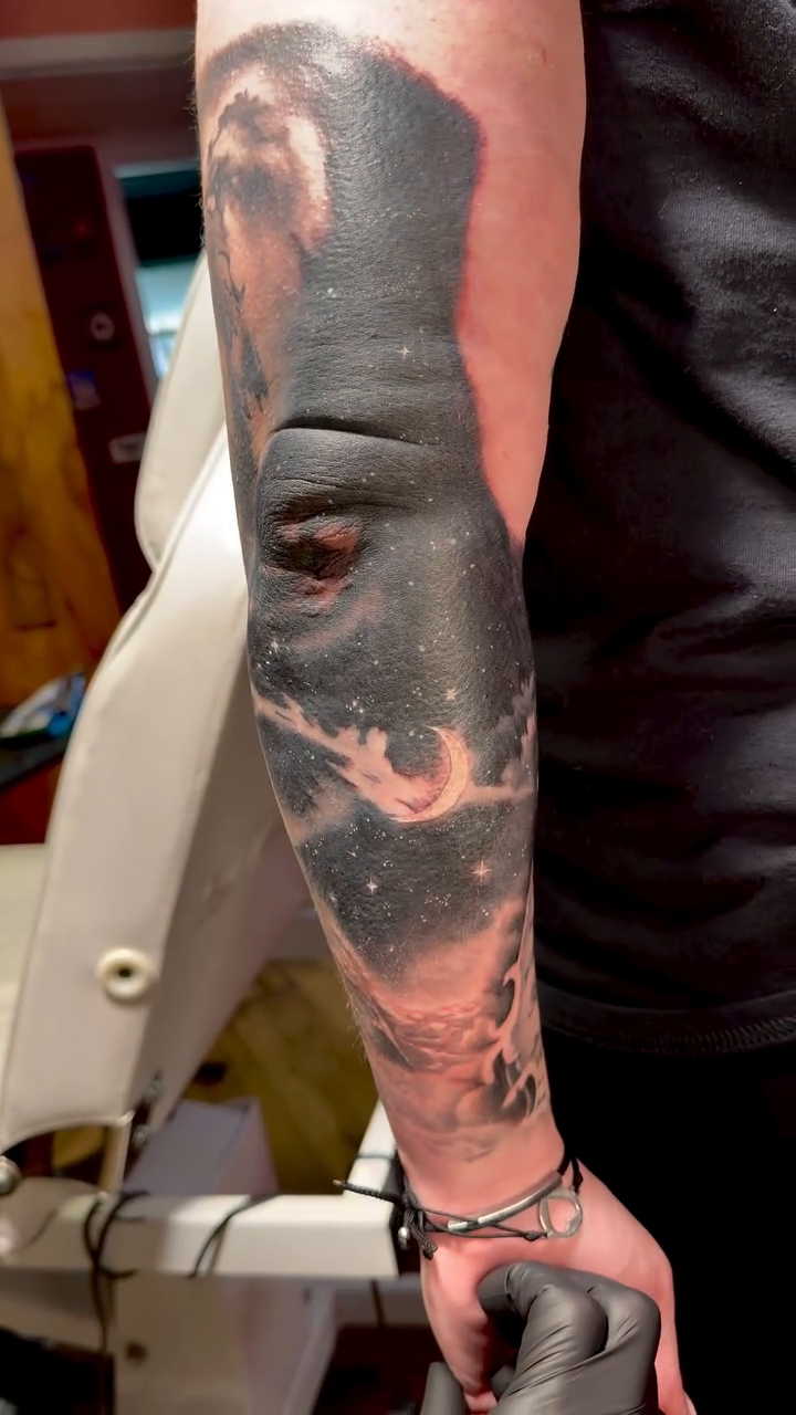 Tattoo by @aarondoestattoos — black_and_grey, realism