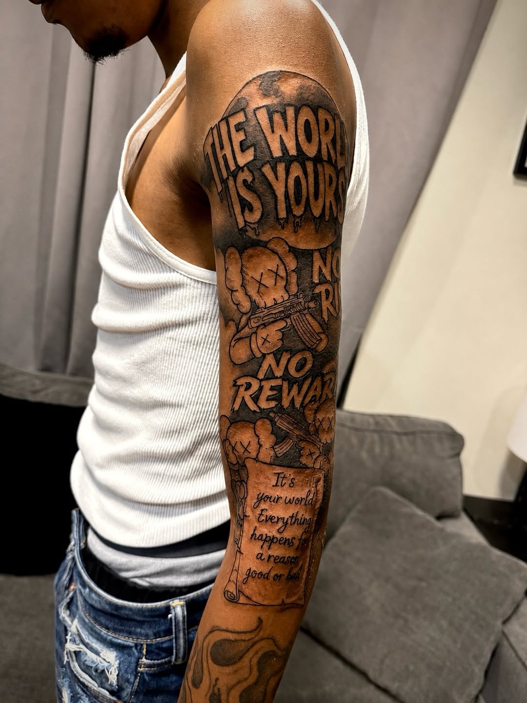 Tattoo by @inkbyjayye β lettering_script, black_and_grey