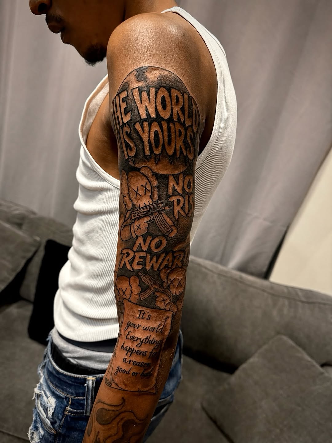 Tattoo by @inkbyjayye β lettering_script, black_and_grey