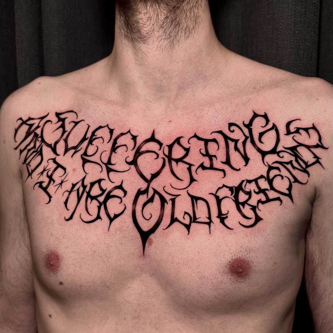 Tattoo by @amberbananafish — lettering_script, blackwork