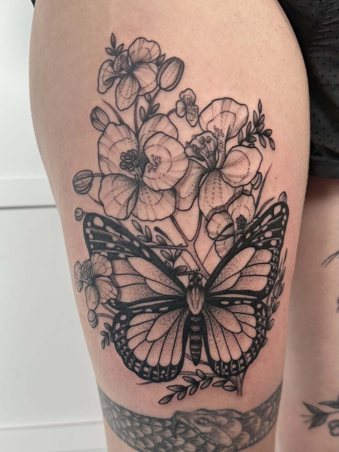 Tattoo by @inkedbydelaney — black_and_grey, dotwork
