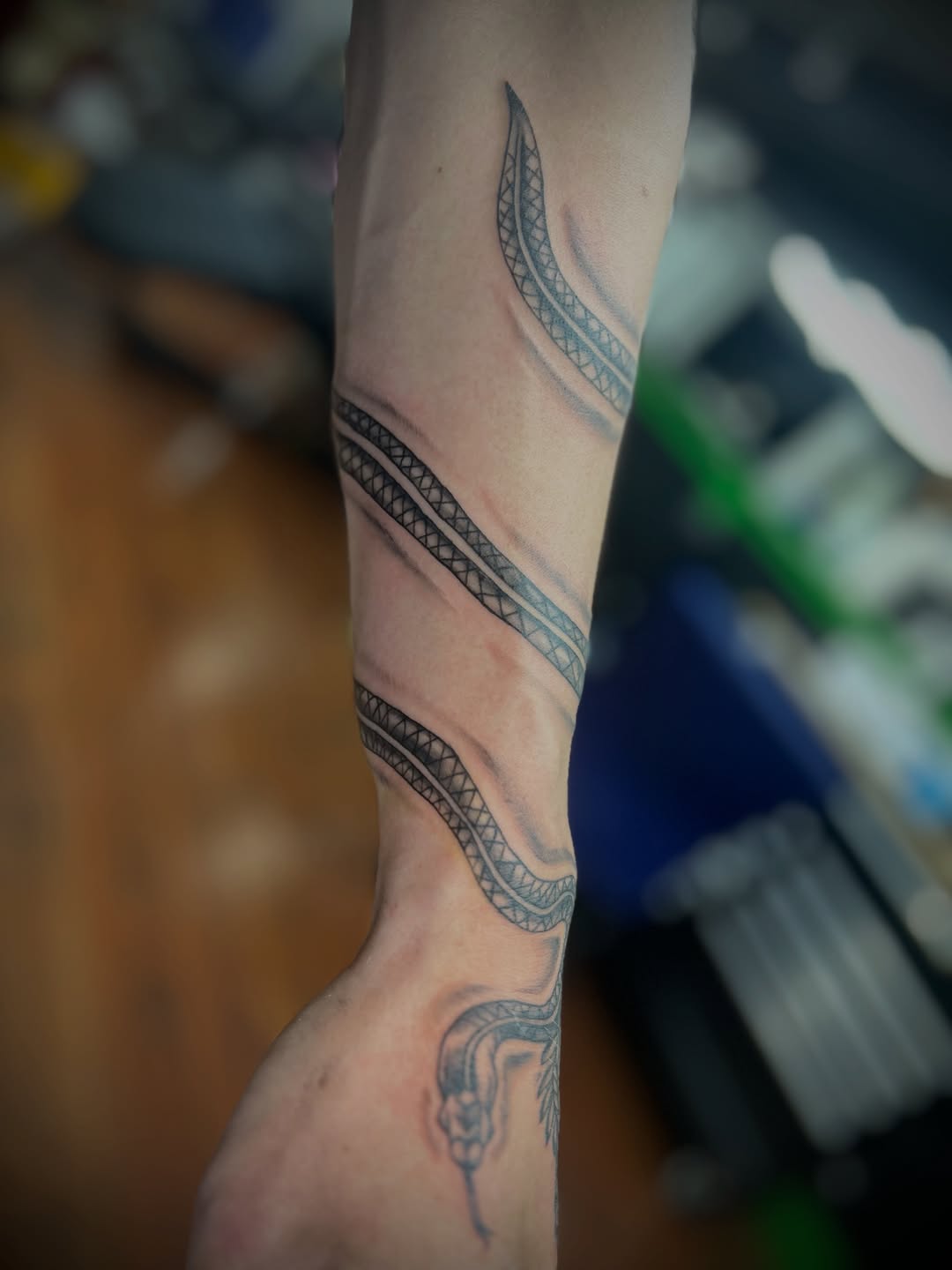 Tattoo by @elyse.ink — tribal, black_and_grey