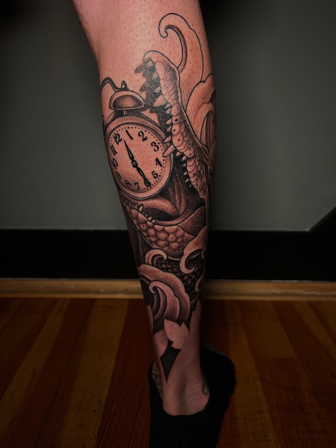 Tattoo by @maya.wild.art โ black_and_grey, japanese_irezumi