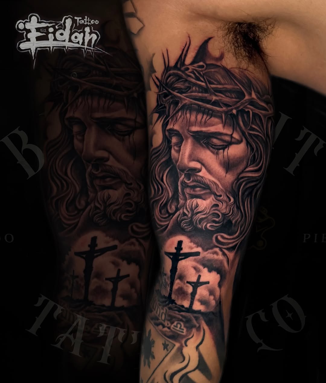 Tattoo by @eidan.tattoo — realism, black_and_grey
