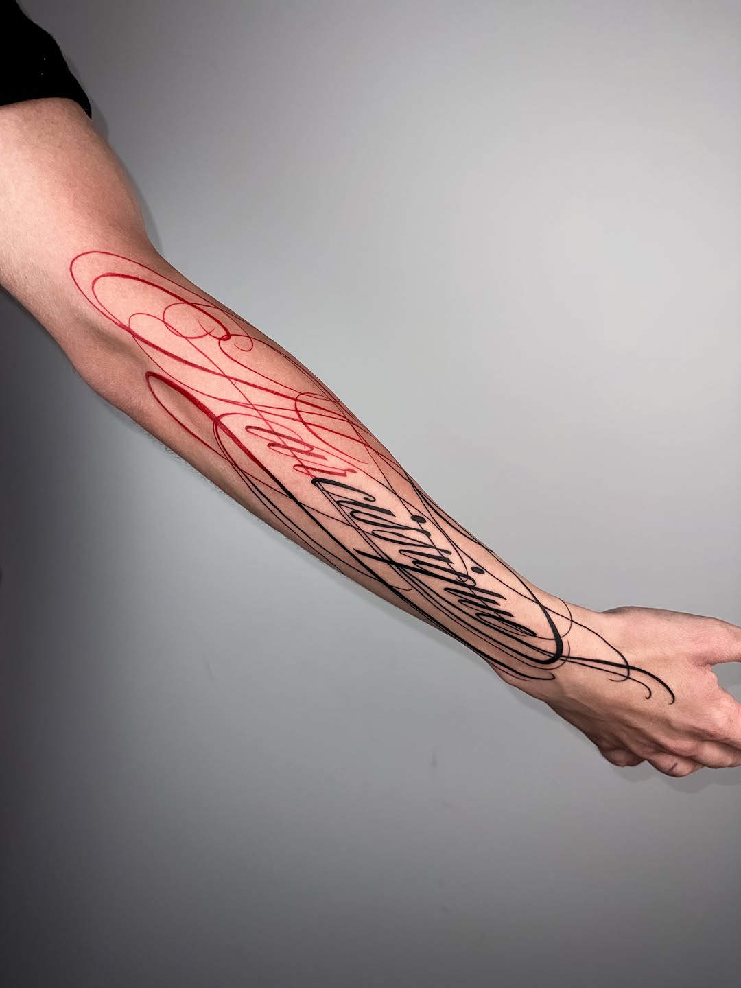 Tattoo by @kalambur.tattoo — lettering_script, fine_line