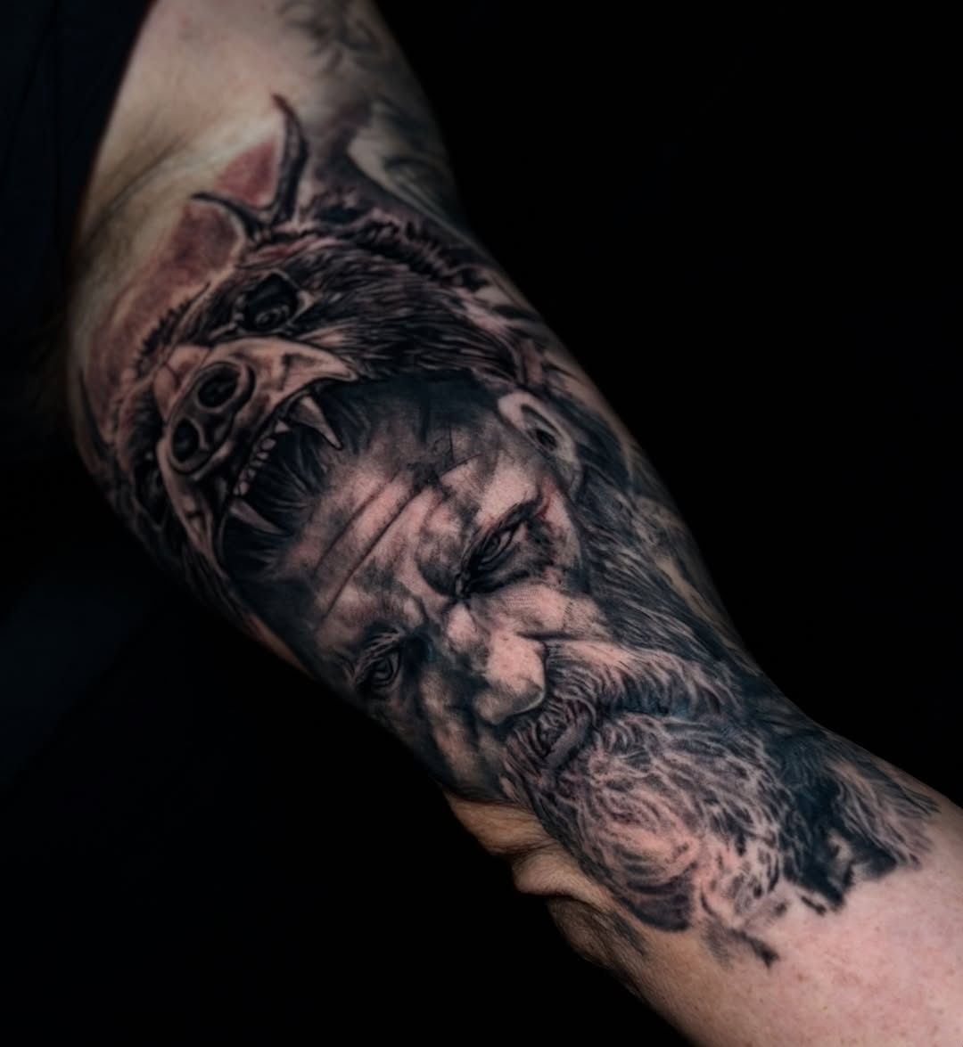 Tattoo by @kmoore_tattoos — realism, black_and_grey