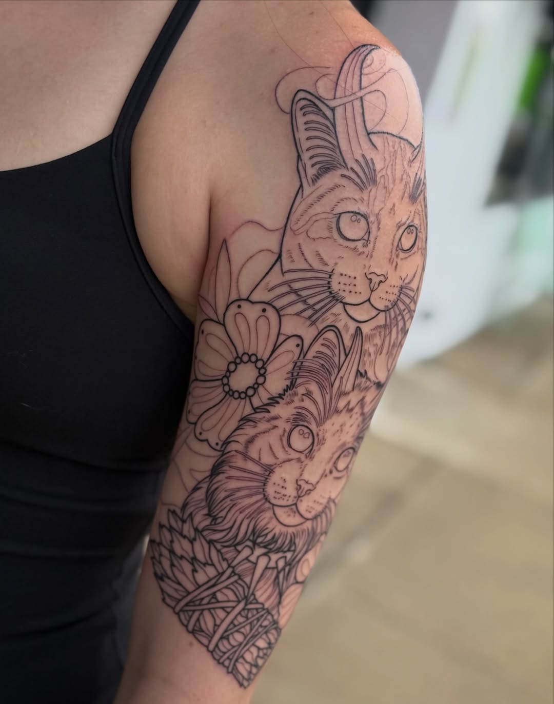 Tattoo by @flying_tiger_social_club — illustrative, black_and_grey