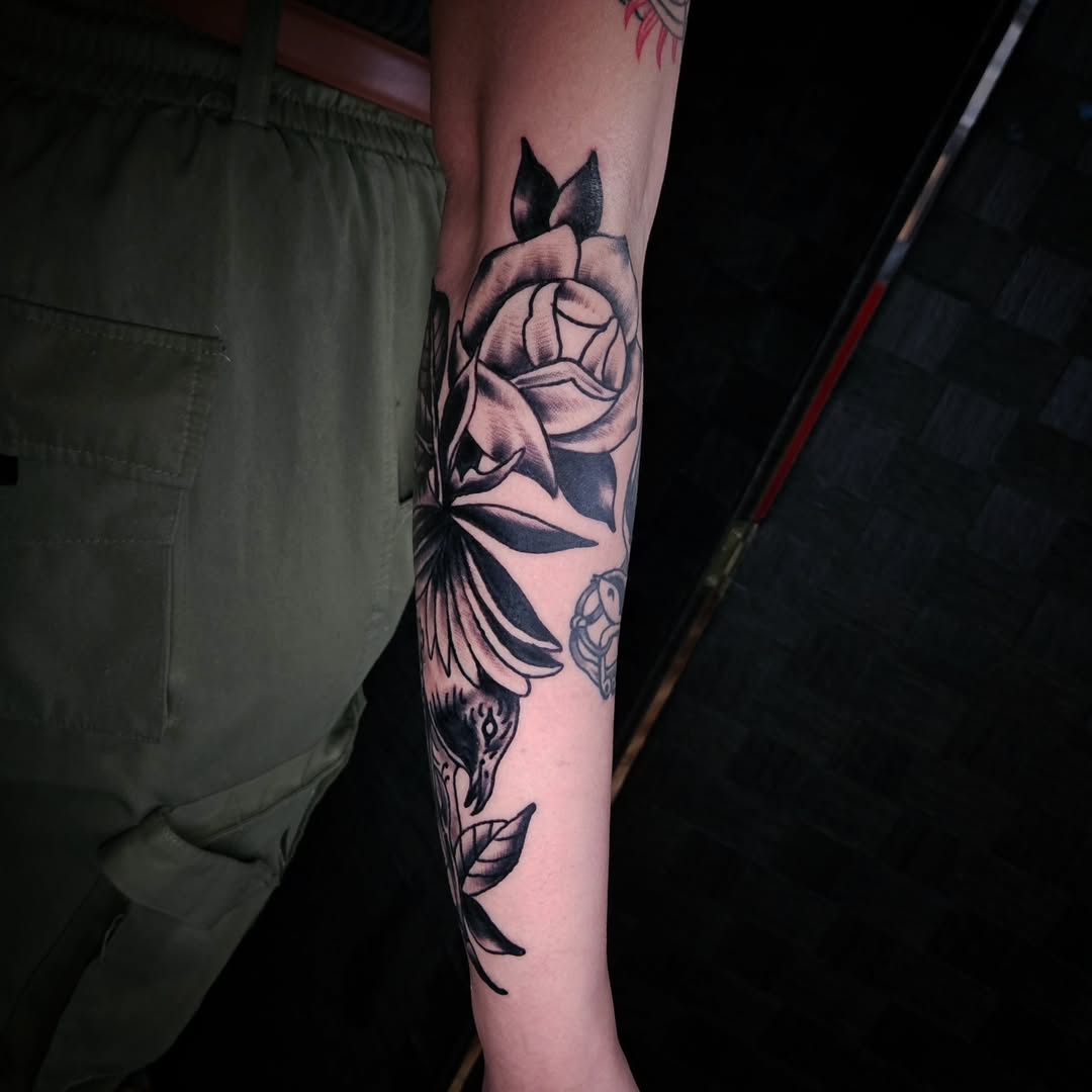 Tattoo by @celinaward — american_traditional, black_and_grey
