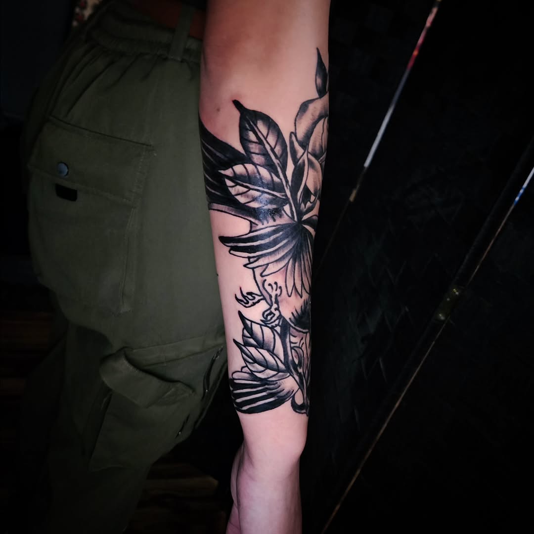 Tattoo by @celinaward — black_and_grey, illustrative