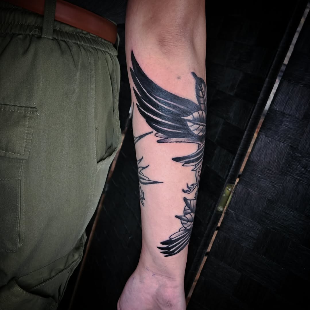 Tattoo by @celinaward — black_and_grey, neo_traditional