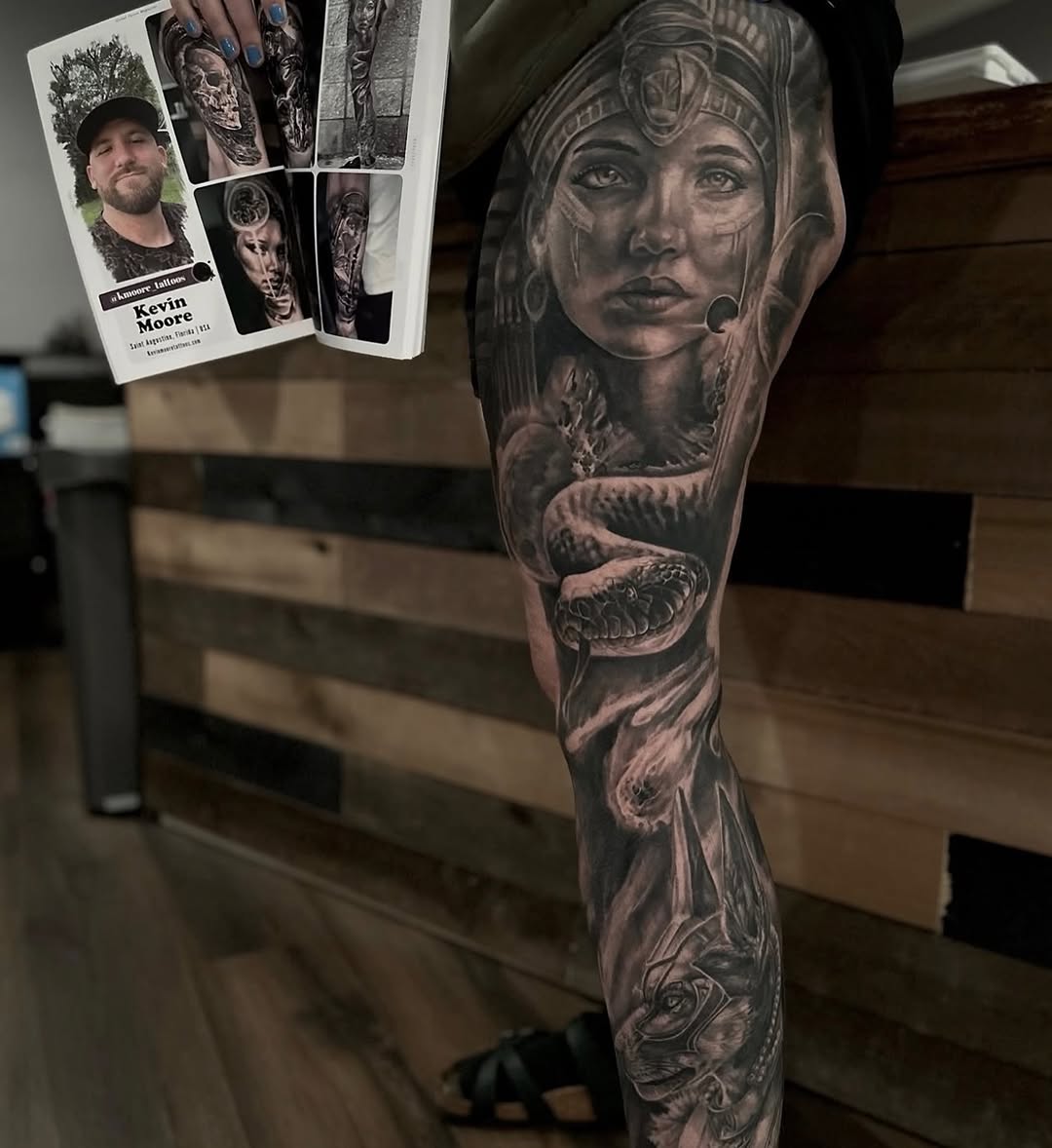 Tattoo by @kmoore_tattoos — realism, black_and_grey