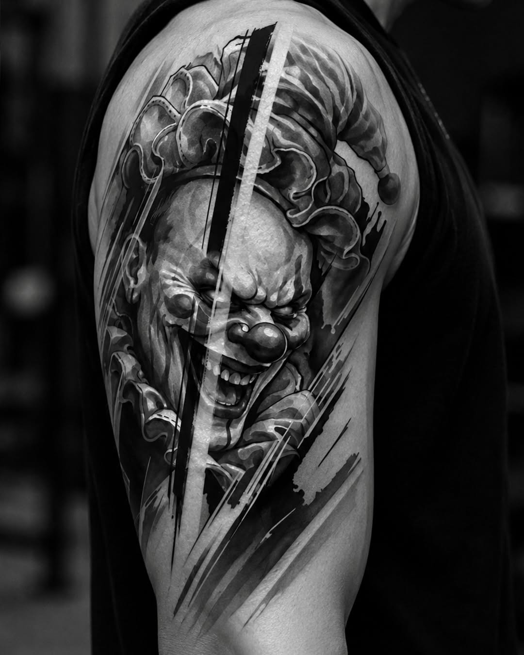 Tattoo by @dokdan.tt — realism, trash_polka