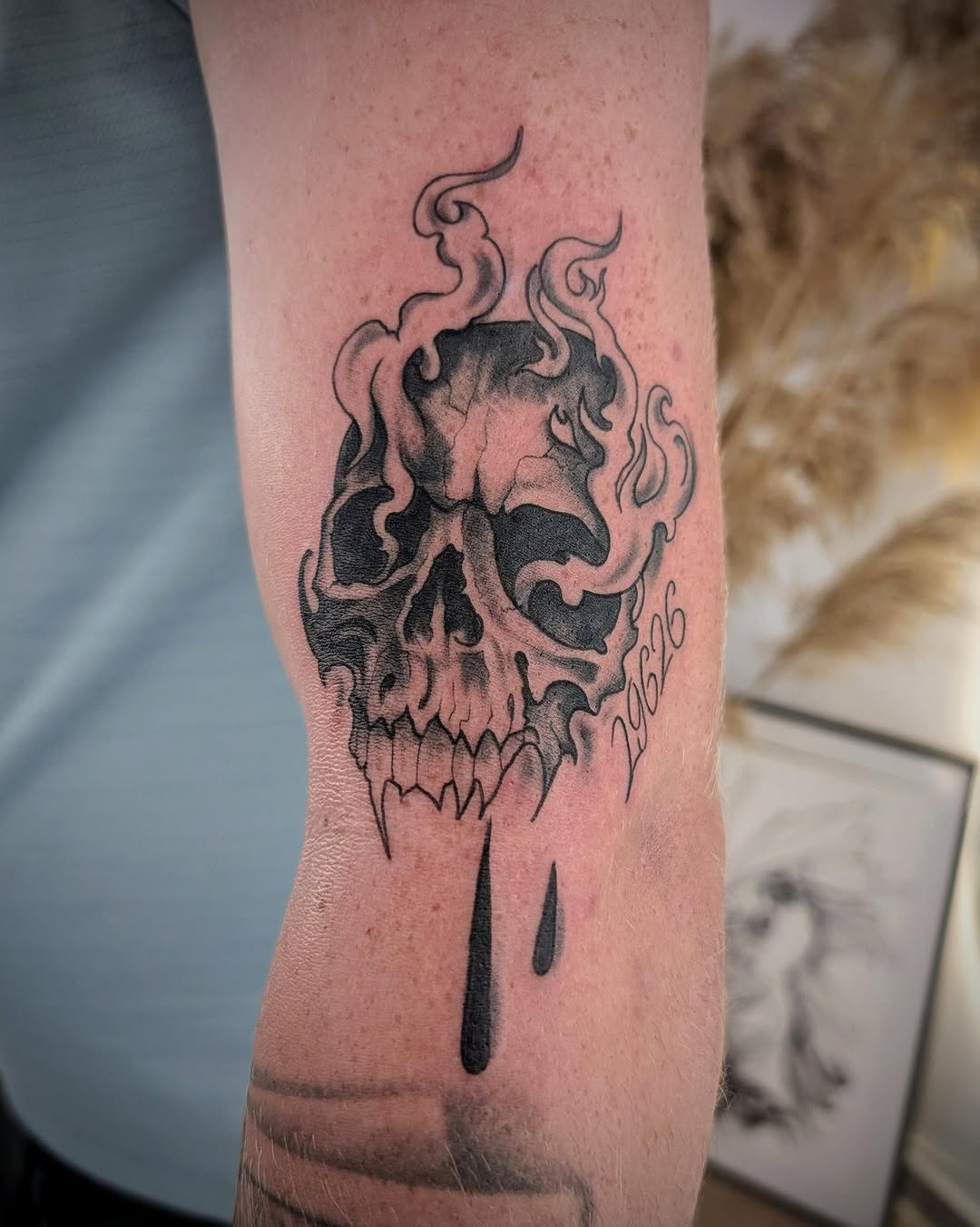 Tattoo by @49tats — black_and_grey, dark_realism