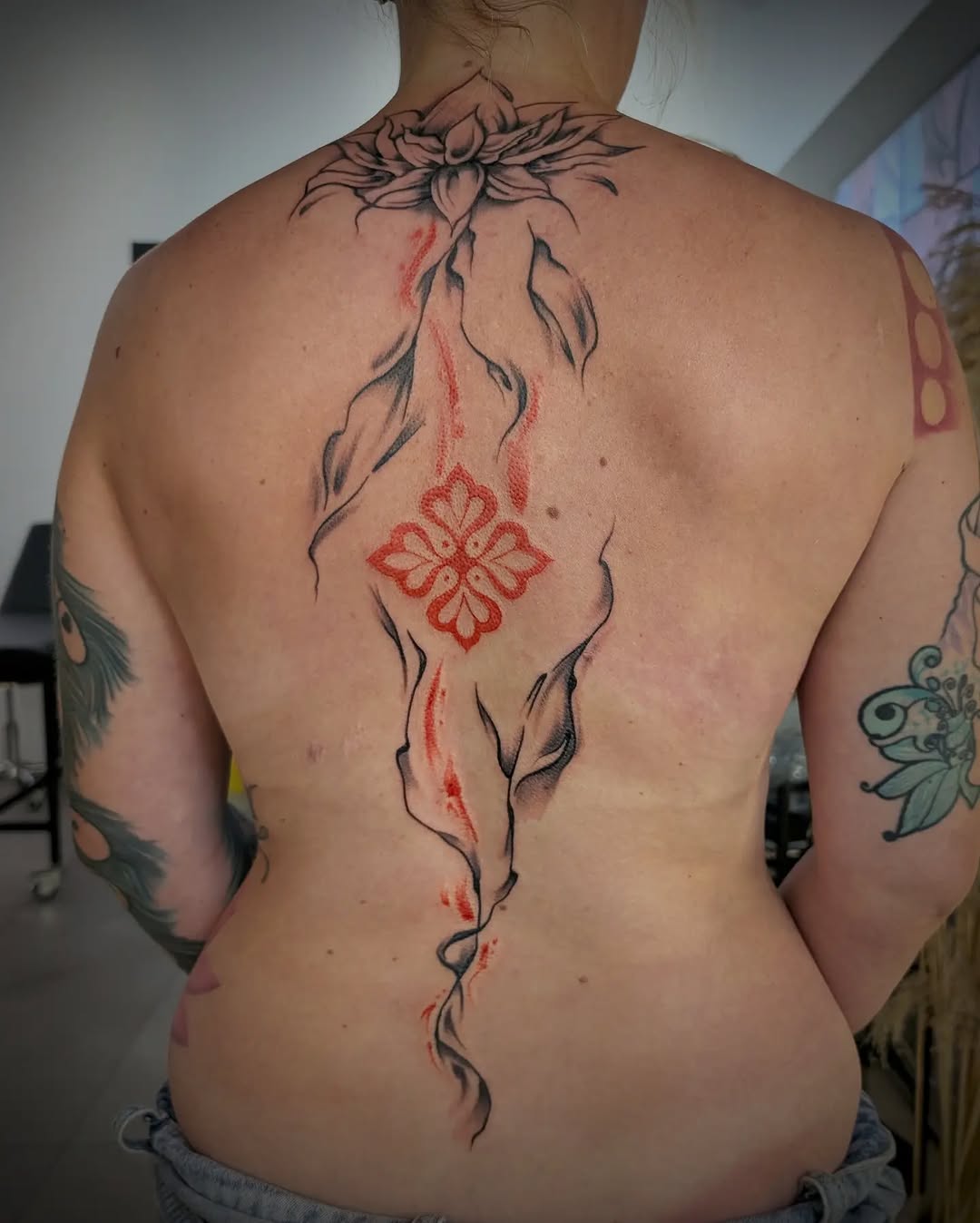 Tattoo by @49tats — black_and_grey, trash_polka