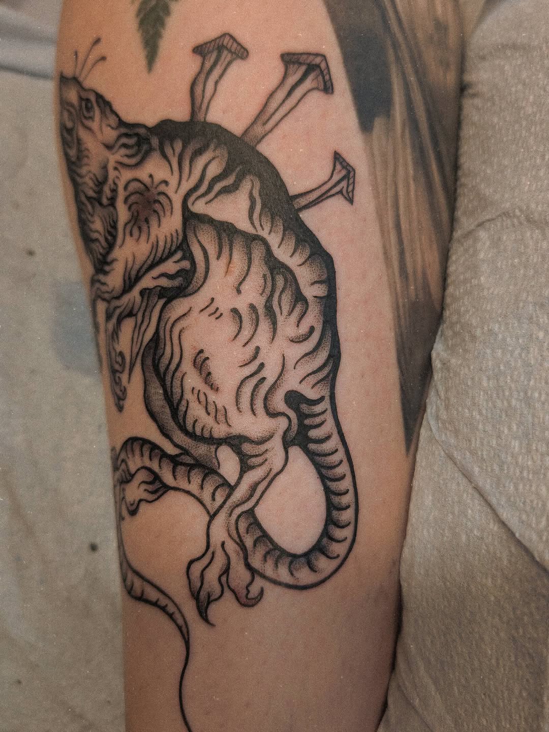 Tattoo by @uprootedtattooing — dotwork, black_and_grey