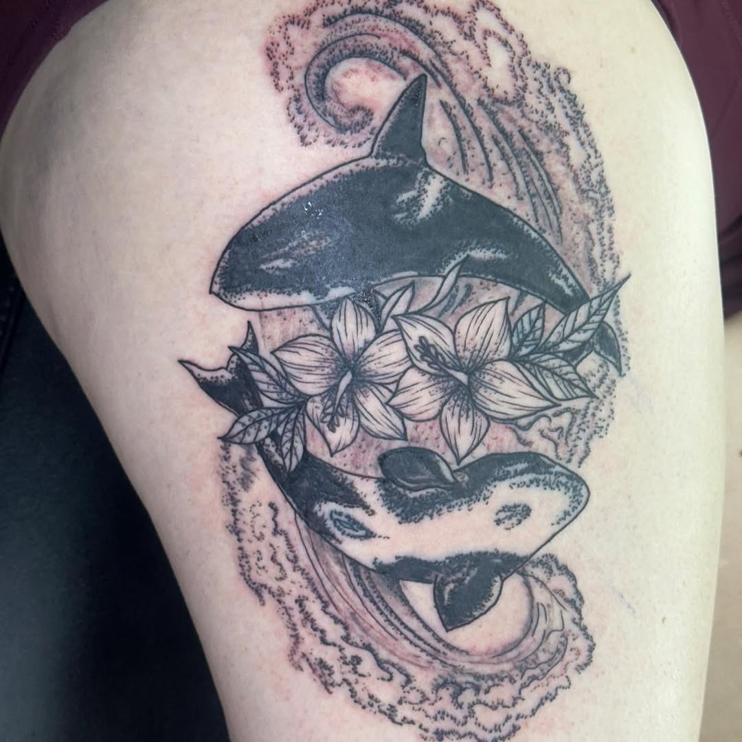 Tattoo by @kelsey_harvell14 — black_and_grey, illustrative