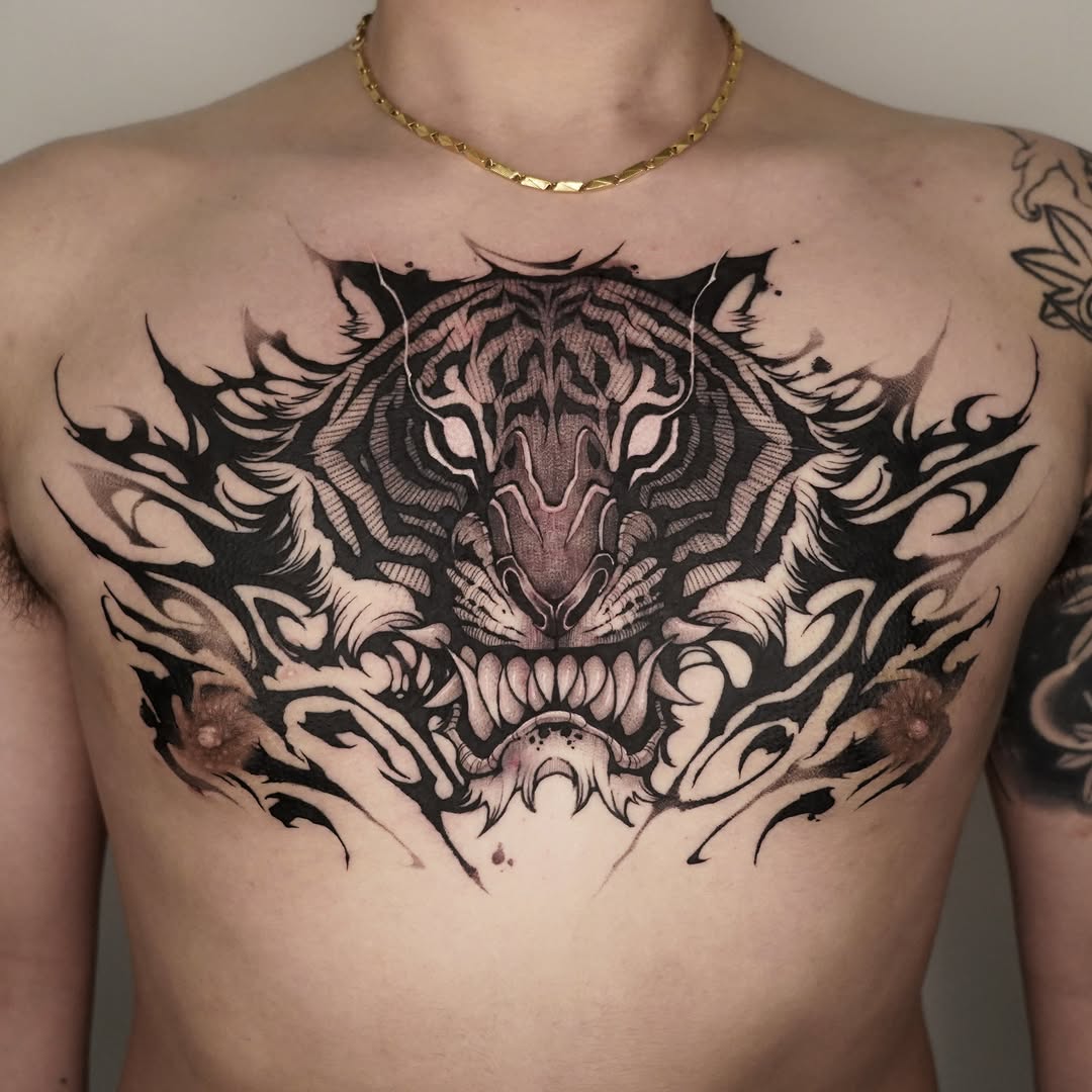 Tattoo by @__1.0__ β black_and_grey, trash_polka