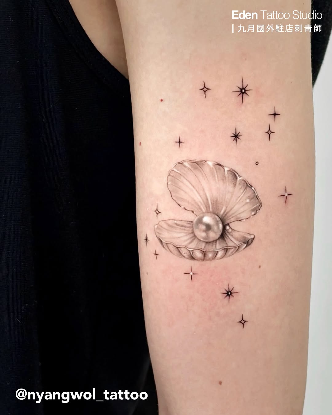 Tattoo by @nyangwol_tattoo — fine_line, black_and_grey