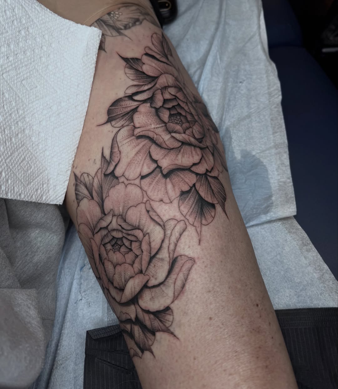 Tattoo by @thepaintedlady_tattoo — black_and_grey, dotwork