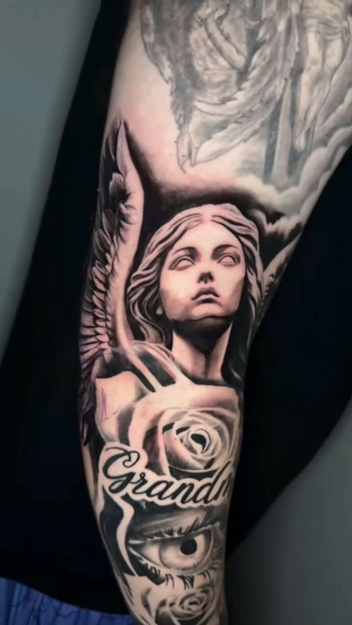Tattoo by @shellzinkz — black_and_grey, realism