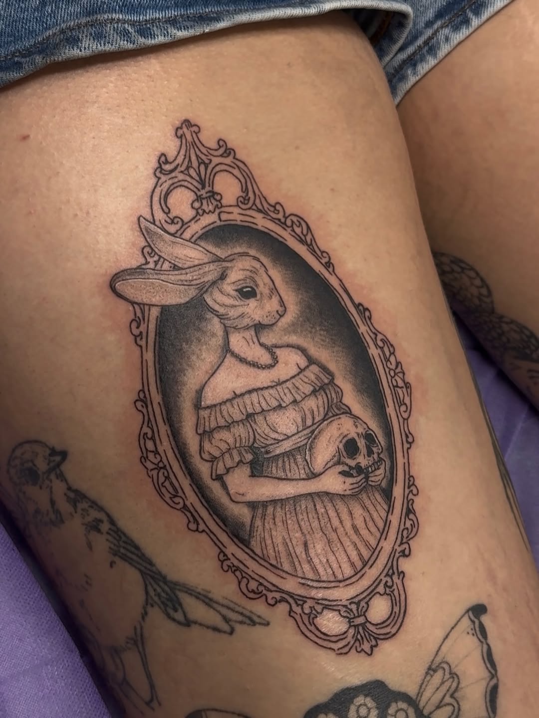Tattoo by @feralfawntattoo — dark_realism, black_and_grey