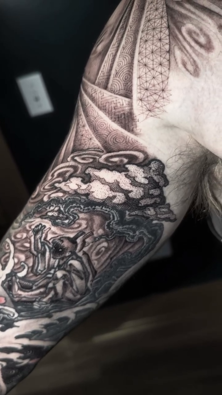 Tattoo by @blackbisontattoo β japanese_irezumi, black_and_grey