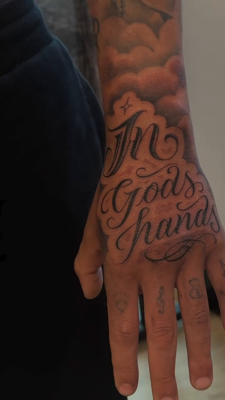 Tattoo by @jackcalliertattoos โ lettering_script, black_and_grey